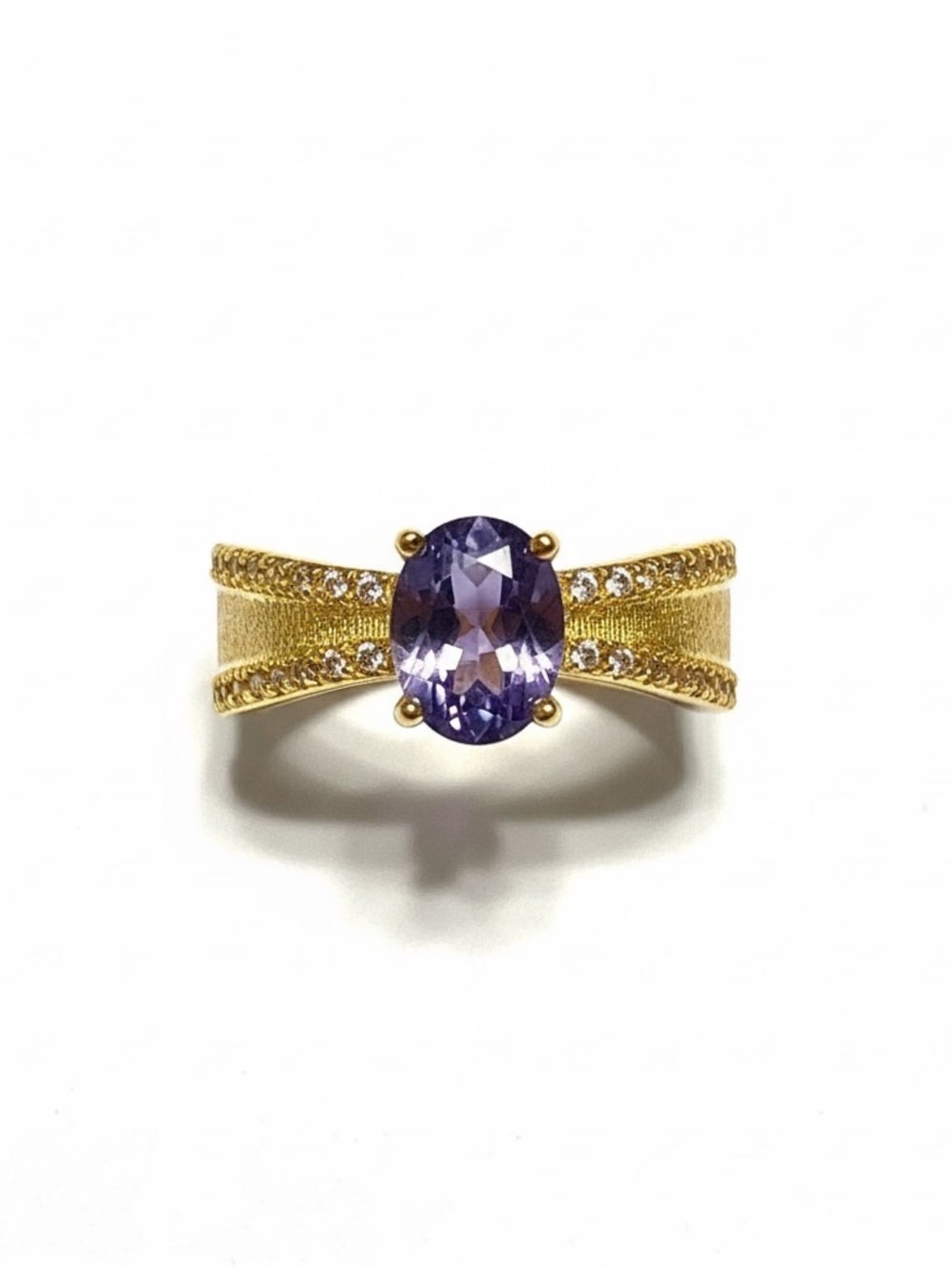 PURPLE GOLD CZ VINTAGE STYLE ADJUSTABLE RING